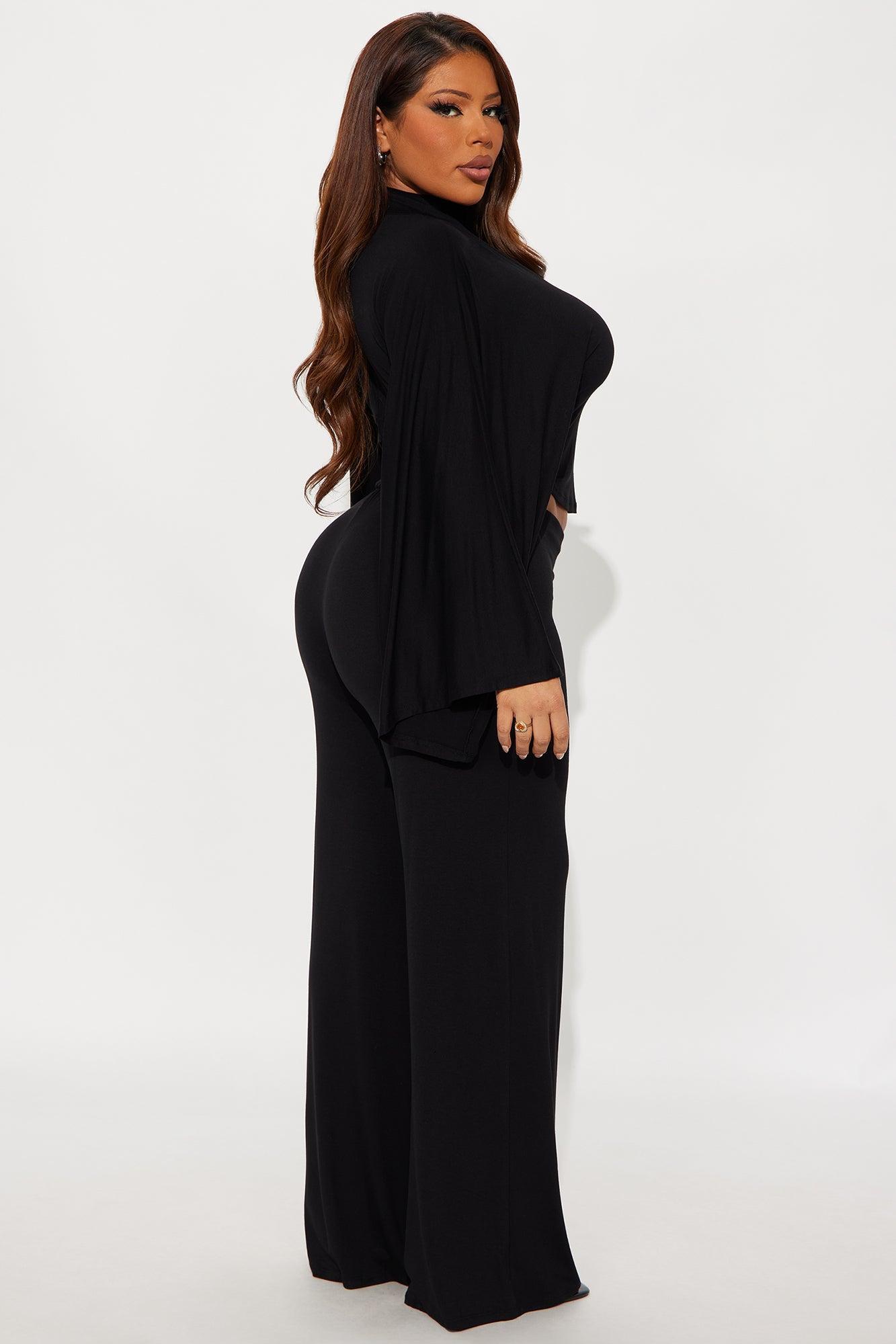 Haiden Wide Sleeve Pant Set - Black Product Image