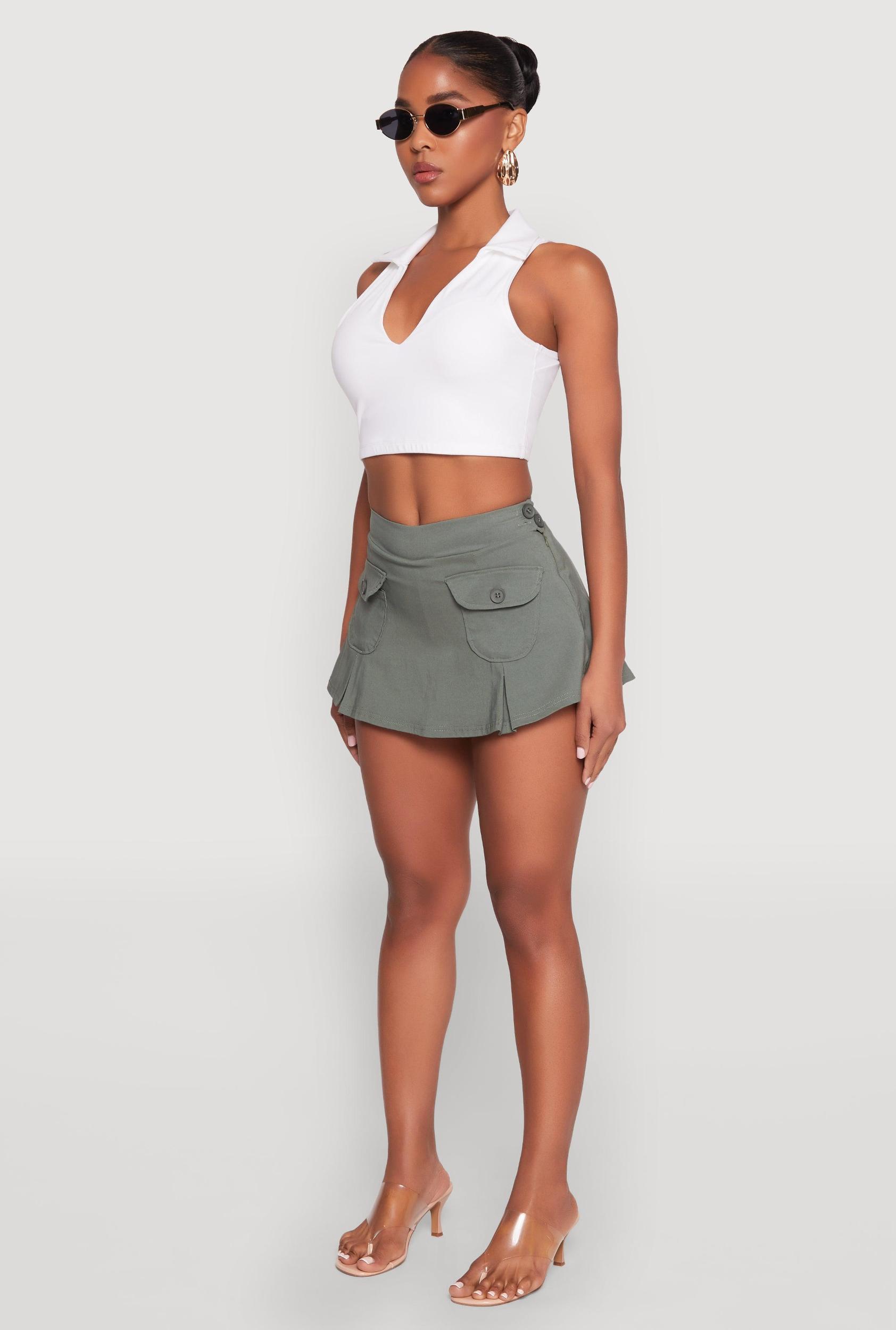 Womens Front Cargo Pocket Mini Skirt Product Image