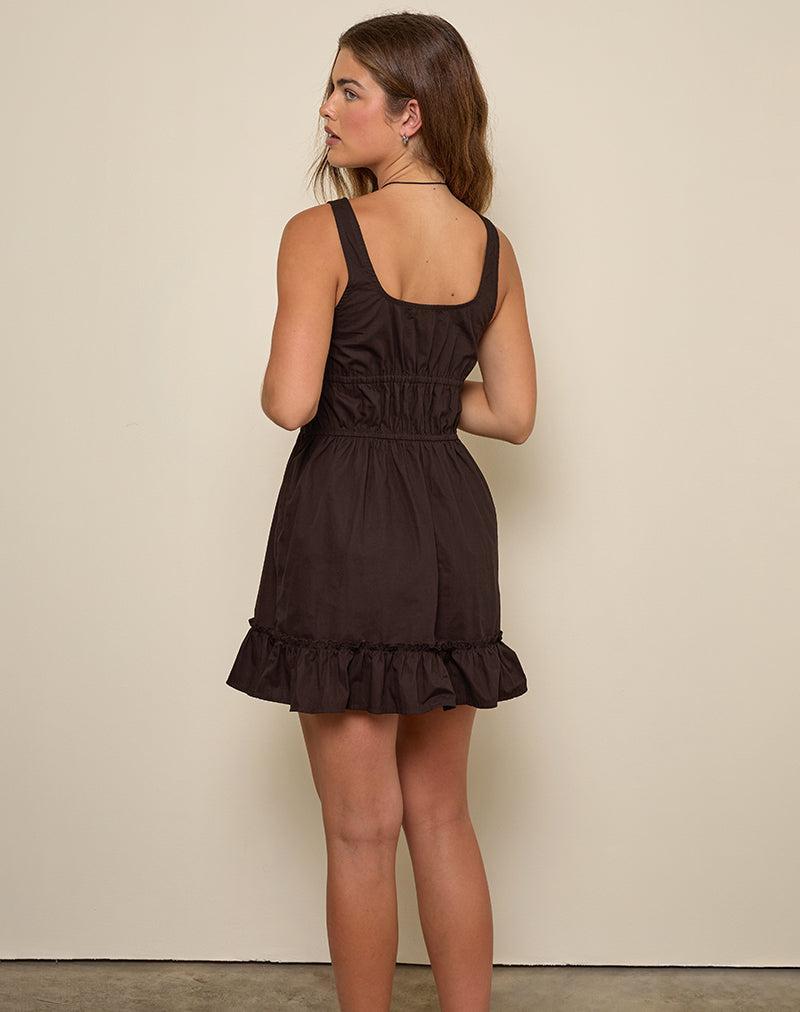 Shoyo Frill Mini Dress in Bitter Chocolate Female Product Image