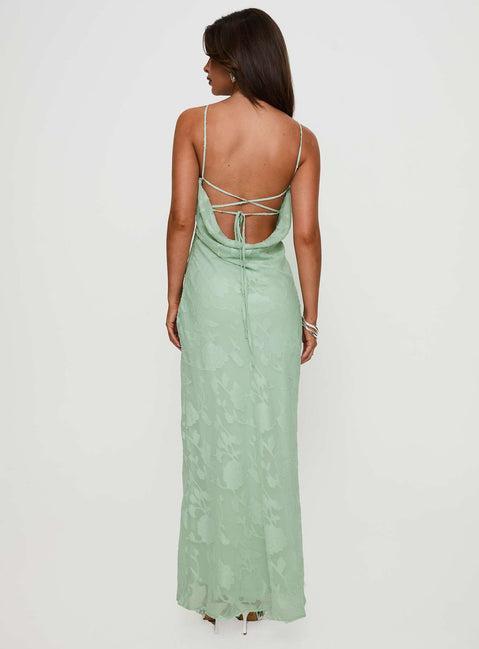 Zoelle Halter Maxi Dress Sage Product Image