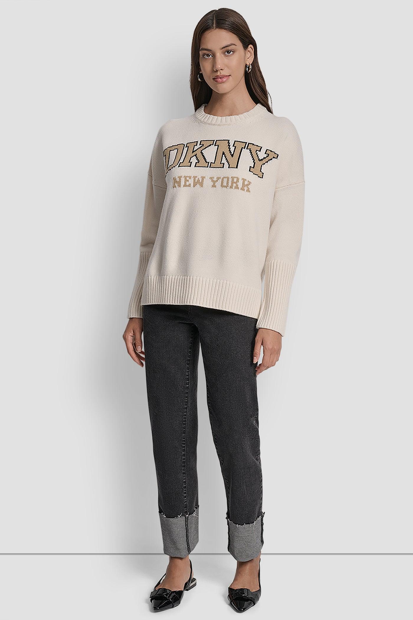 VARSITY LOGO INTARSIA CREW NECK RELAXED SWEATER Product Image