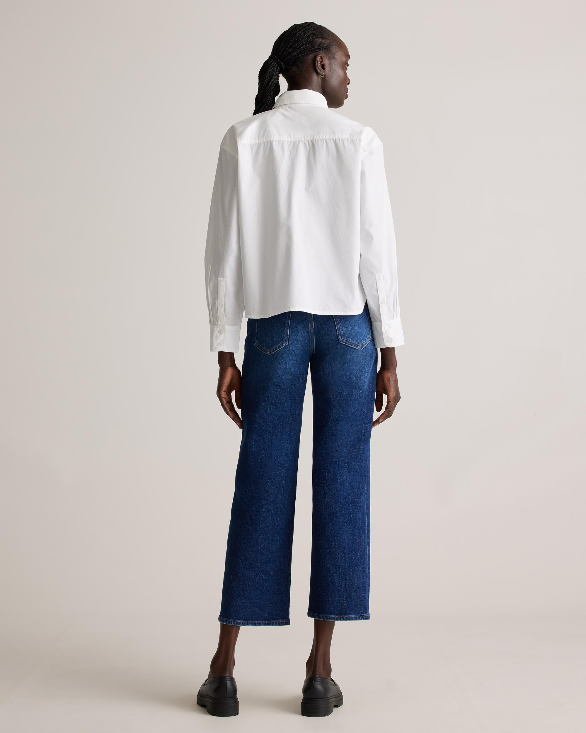 Quince | Women's Poplin Cropped Long Sleeve Shirt Size XS, Organic Cotton Product Image