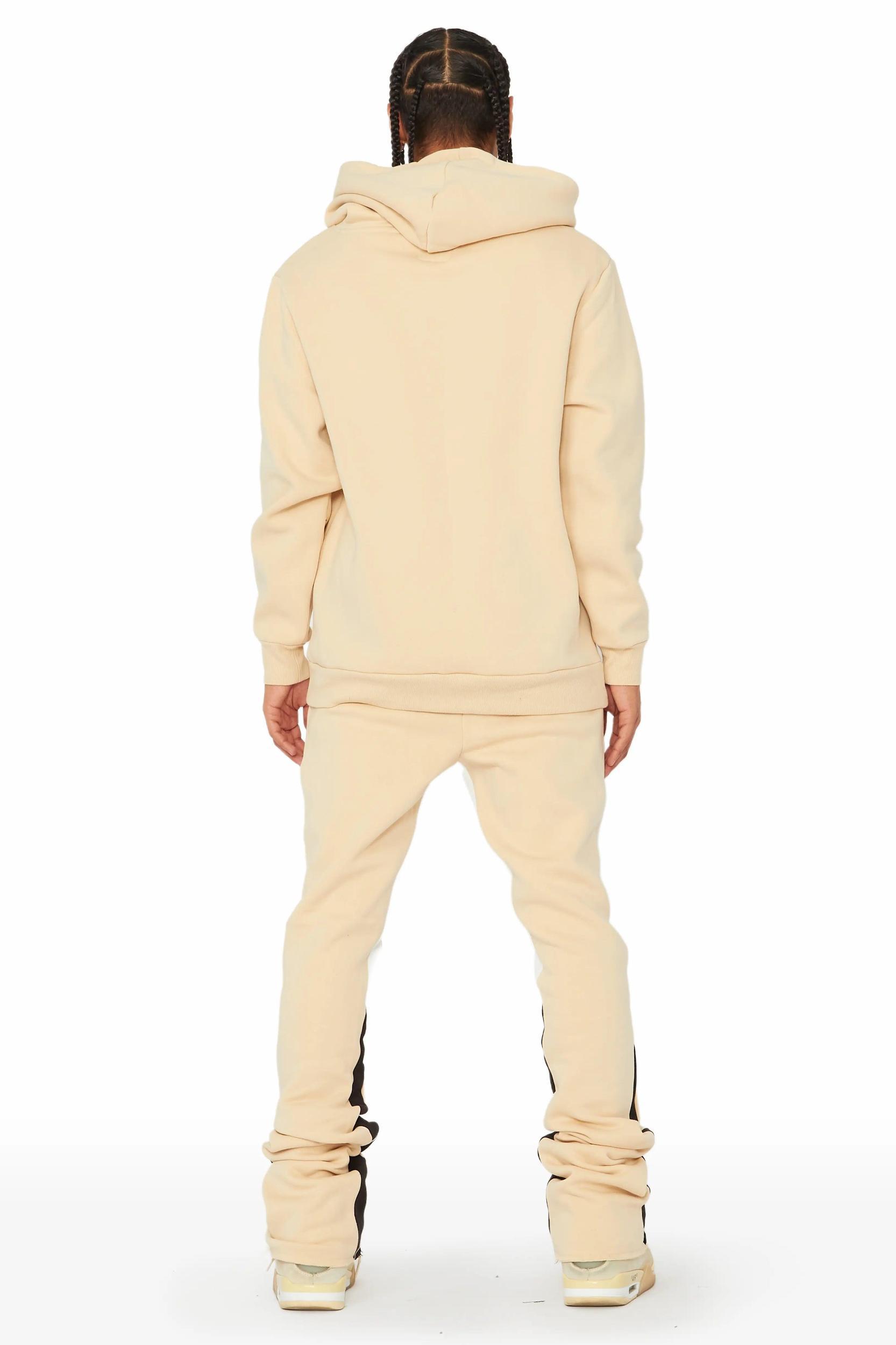 Jaco Beige Hoodie Stacked Flare Pant Track Set Male Product Image