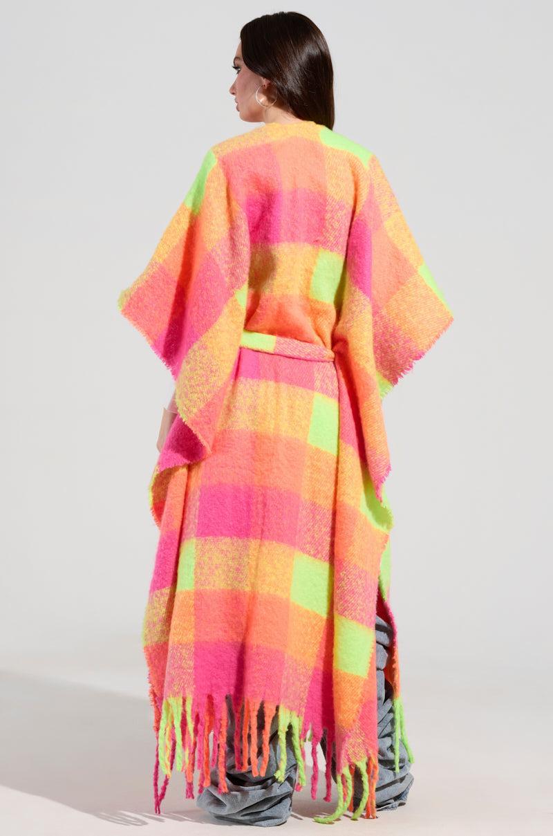 UNDER THE SUN PLAID PONCHO Product Image