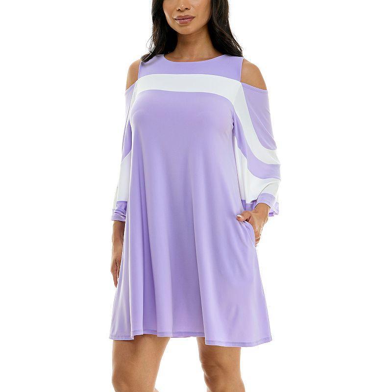 Women's Nina Leonard Draped Sleeve Cold-Shoulder Dress, Size: XL, Deep  Ivory Product Image