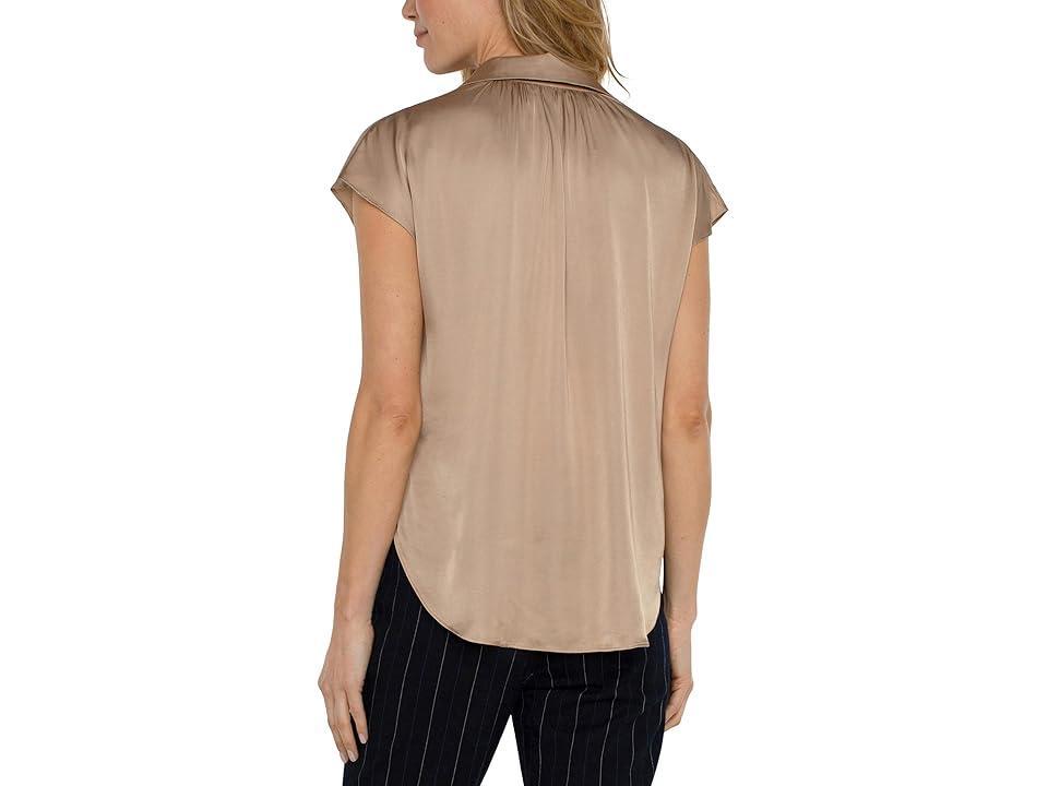 Liverpool Los Angeles Dolman Sleeve Satin Blouse with Collar Button Front (Dark ) Women's Clothing Product Image