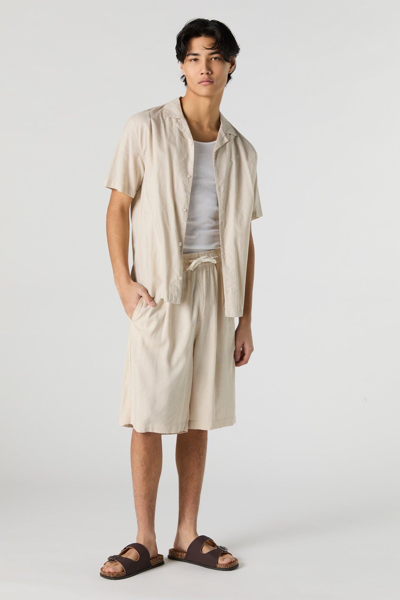 Linen-Blend Longline Short Male Product Image