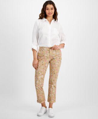 Tommy Hilfiger Womens Floral-Print Ditsy Hampton Chino Rolled-Cuff Pants Product Image