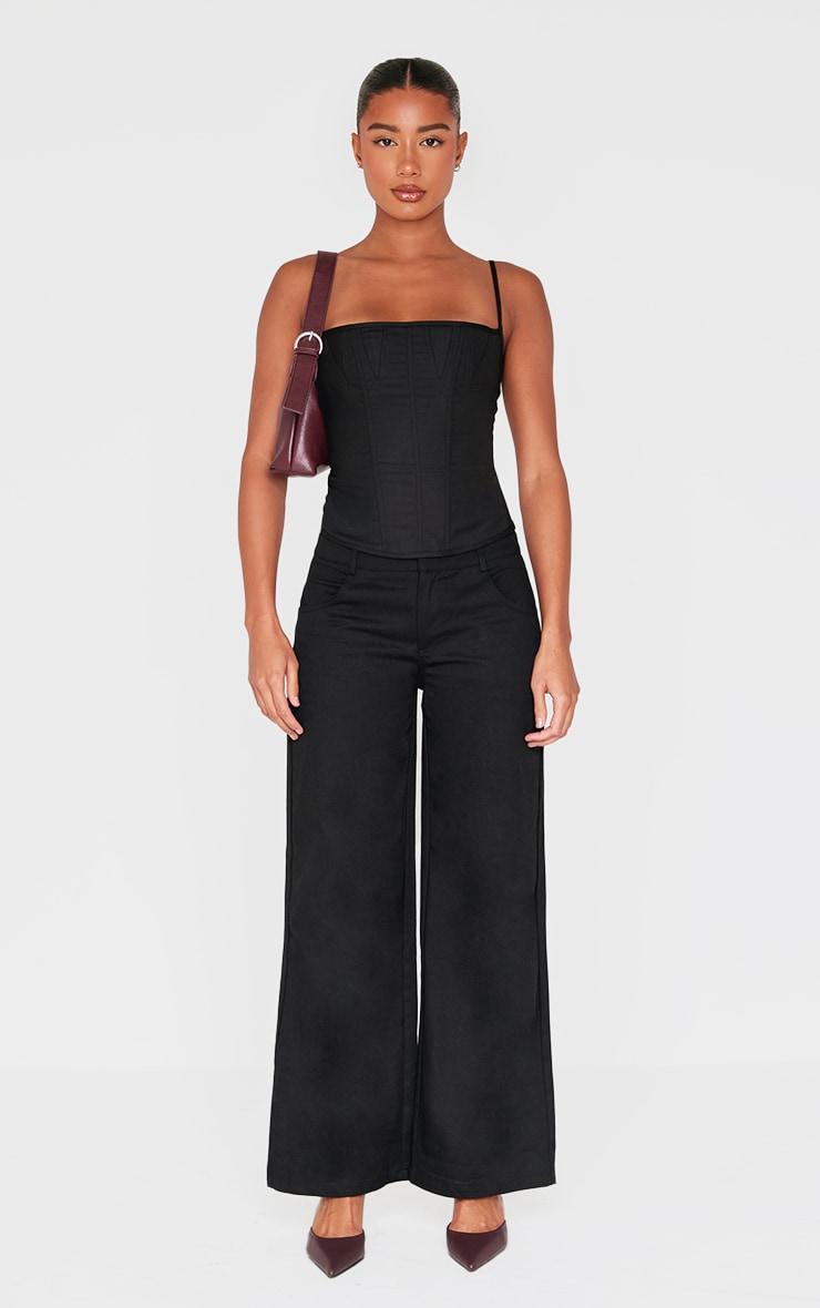 Black Premium Woven Lace Up Back Corset Product Image