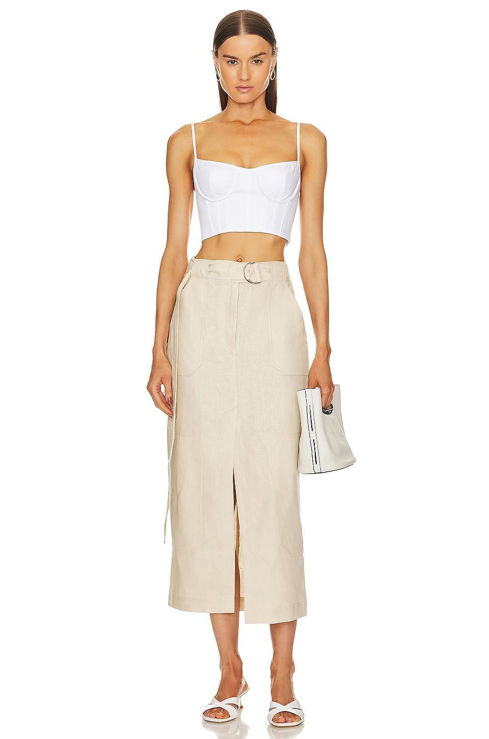 The Linen Cargo Midi Skirt GRLFRND Product Image