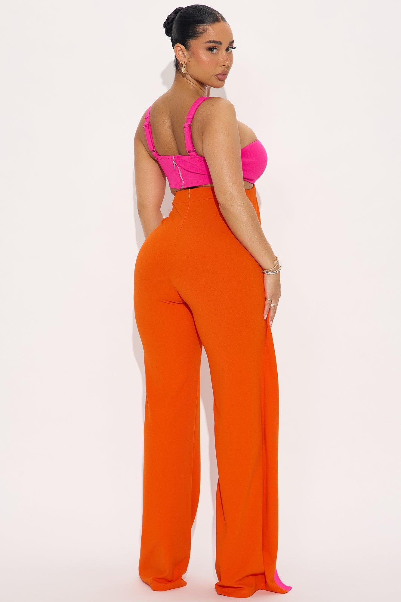 Kelsea Wide Leg Jumpsuit - Orange/combo Product Image