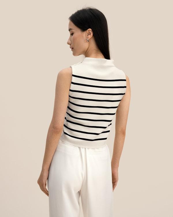 Cropped Spun Silk Strip Sweater Product Image