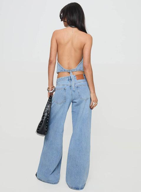 Pearlisle Low Rise Baggy Jeans Light Wash Product Image