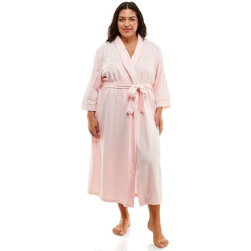 Plus Size Croft & Barrow Waffle-Knit Kimono Robe, Womens Product Image