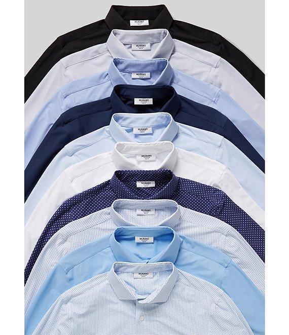 Murano Big & Tall Collezione Canclini Slim-Fit Solid Long-Sleeve Techno Woven Shirt Product Image
