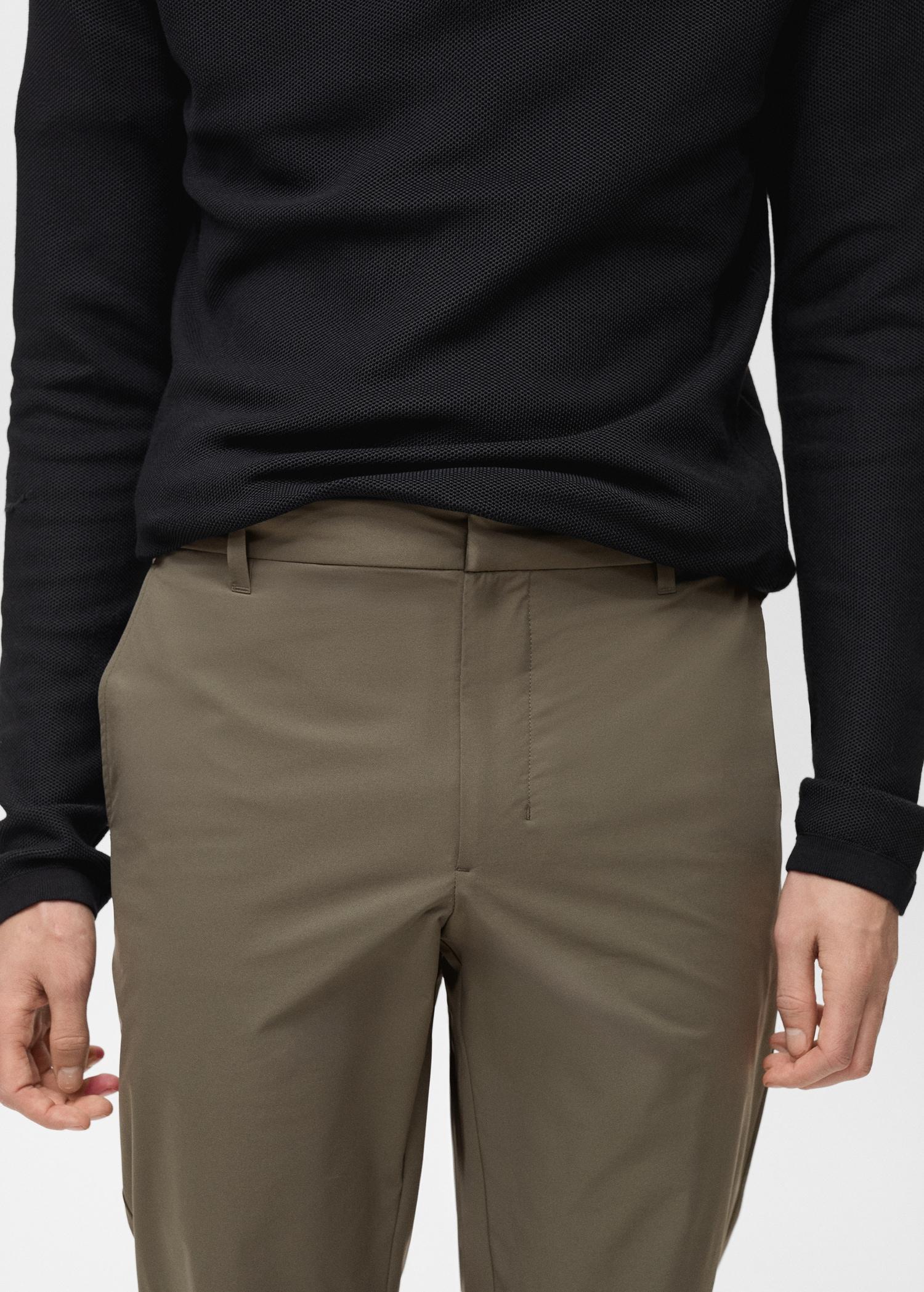 Stretch fabric slim-fit pants with drawstring - Men | MANGO USA Product Image