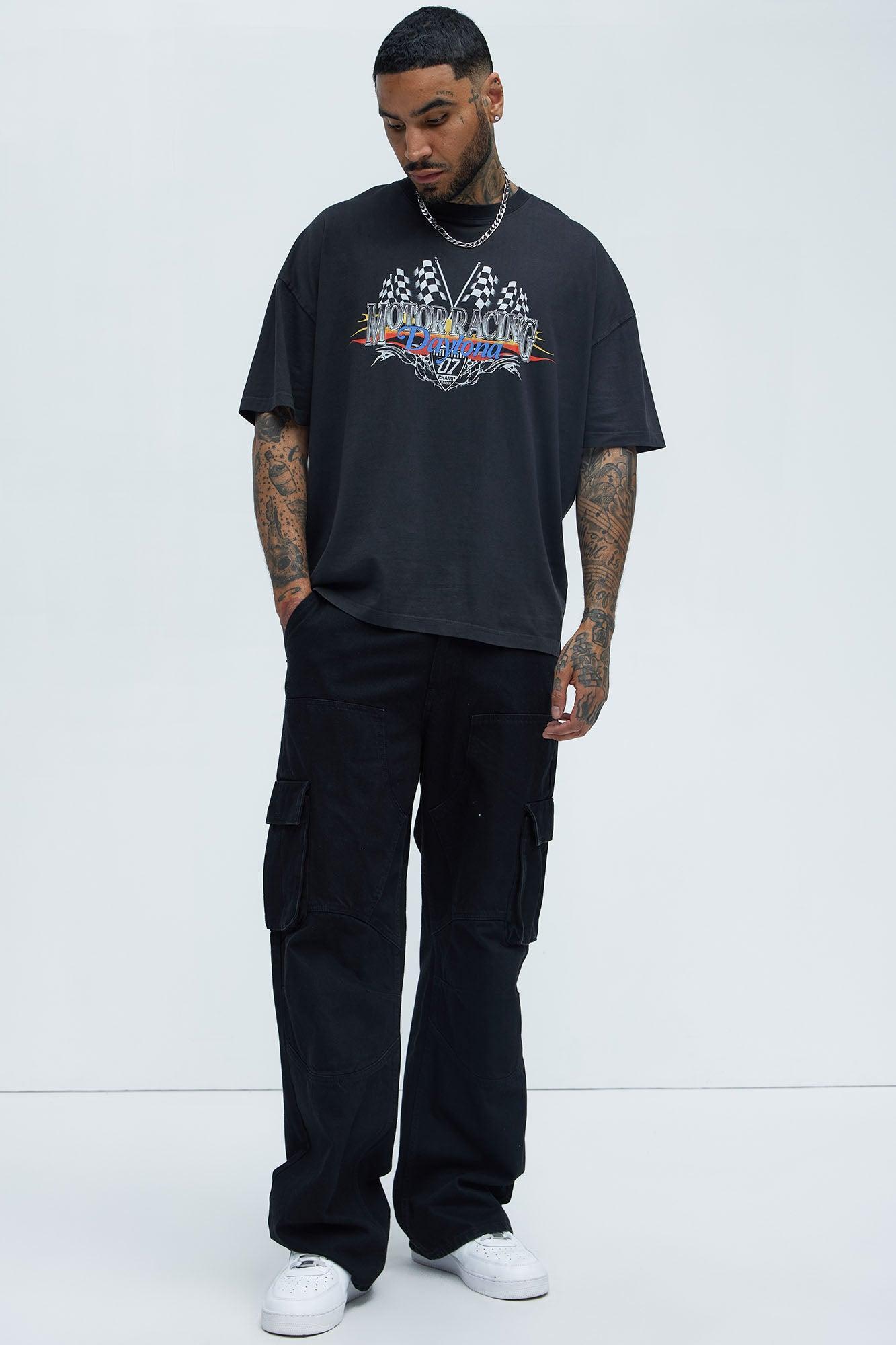 Motor Racing Daytona Oversized Short Sleeve Tee - Black Product Image