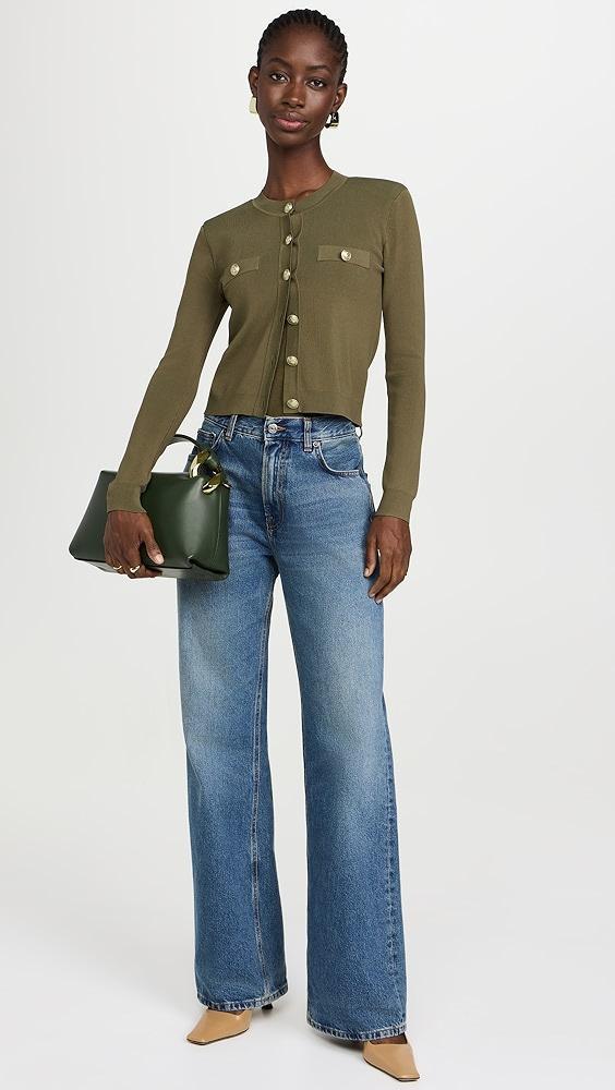 L'AGENCE Toulouse Crop Crew Neck Cardigan | Shopbop Product Image