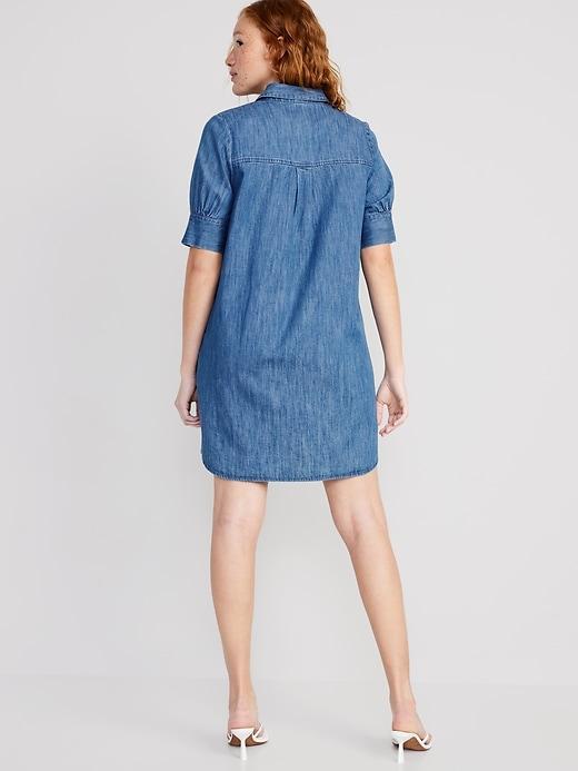 Short-Sleeve Jean Shirt Dress Product Image