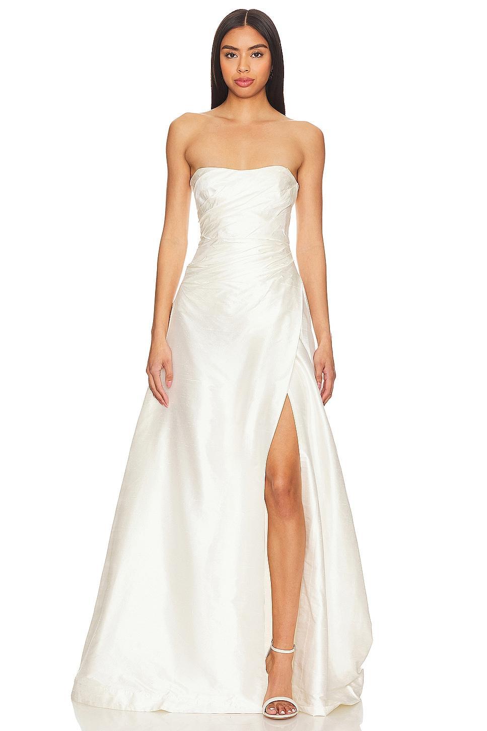 La Lune Cirrus Silk Draped Corset Split Maxi Dress Shona Joy Product Image