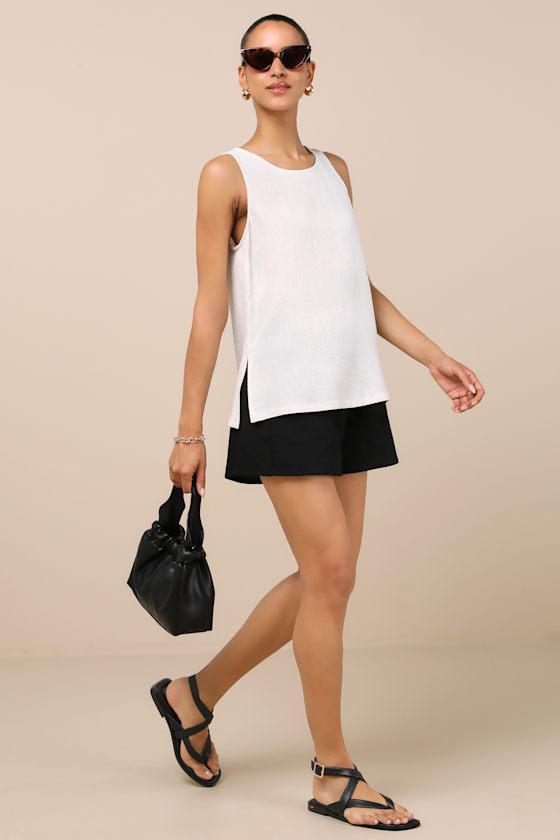 Amalfi Attitude Beige Linen Tank Top Product Image