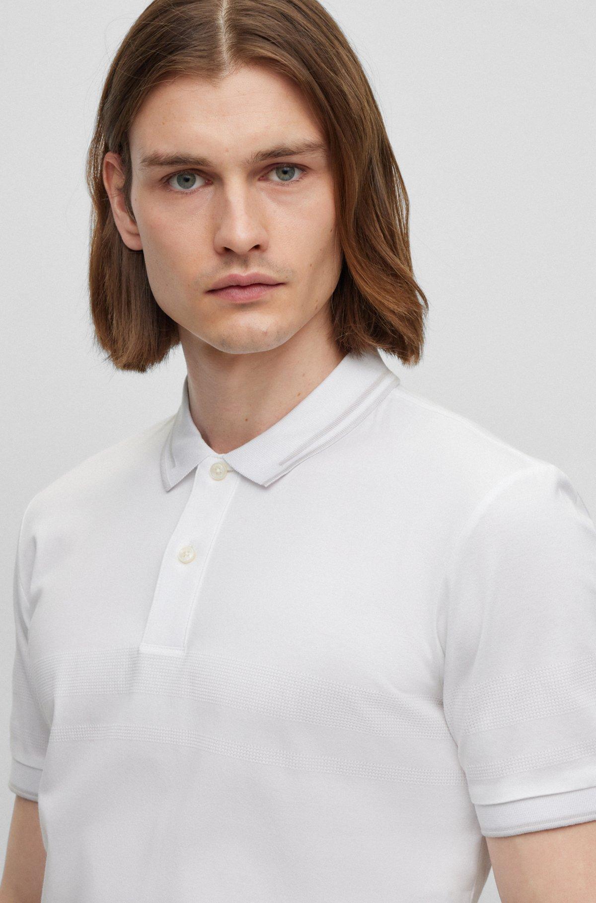 Interlock-cotton slim-fit polo shirt with jacquard stripes Product Image