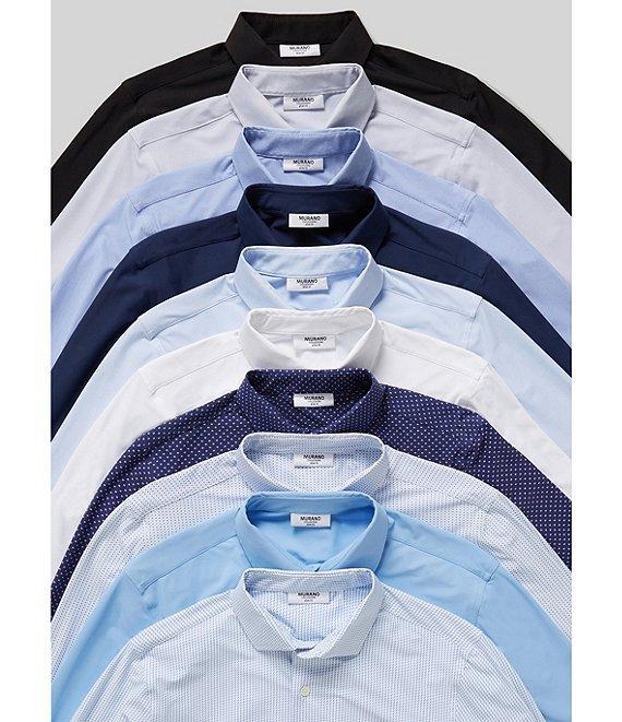 Murano Collezione Canclini Slim-Fit Square Pattern Long-Sleeve Techno Shirt Product Image