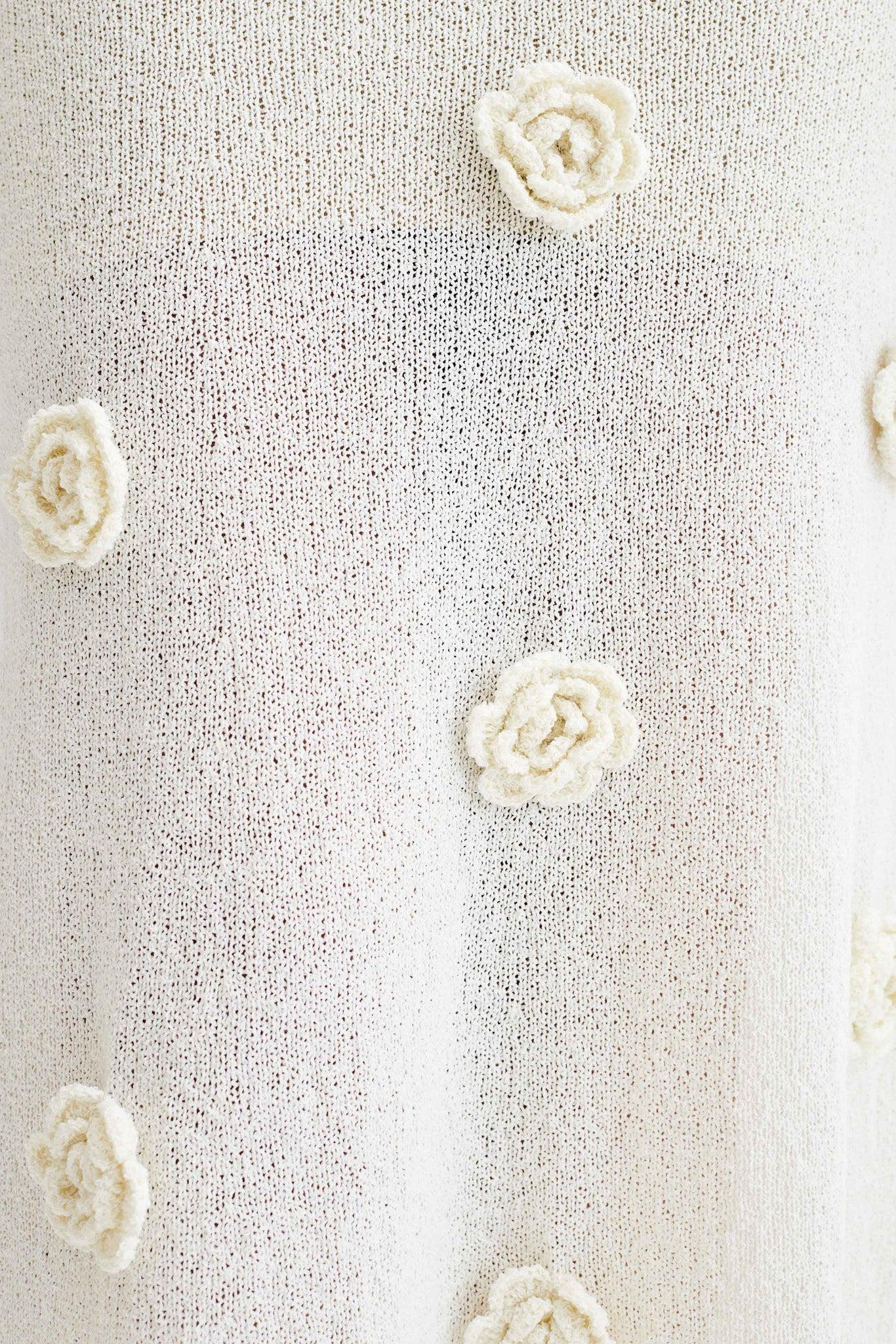 Kiki Off Shoulder Knit Rose Maxi Dress - Ivory Product Image