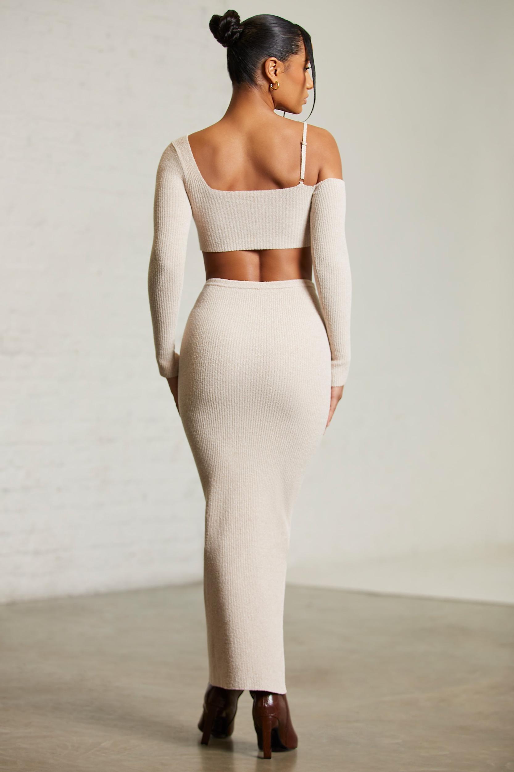 Low Rise Maxi Skirt in Beige Product Image