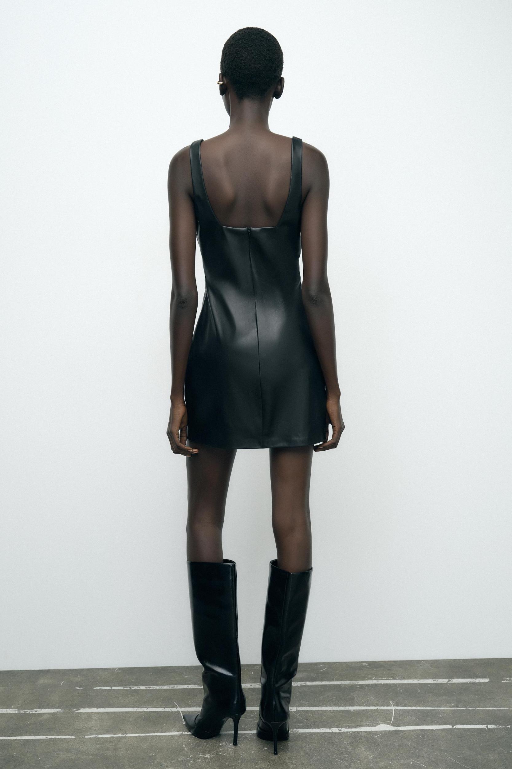 FAUX LEATHER MINI DRESS Product Image