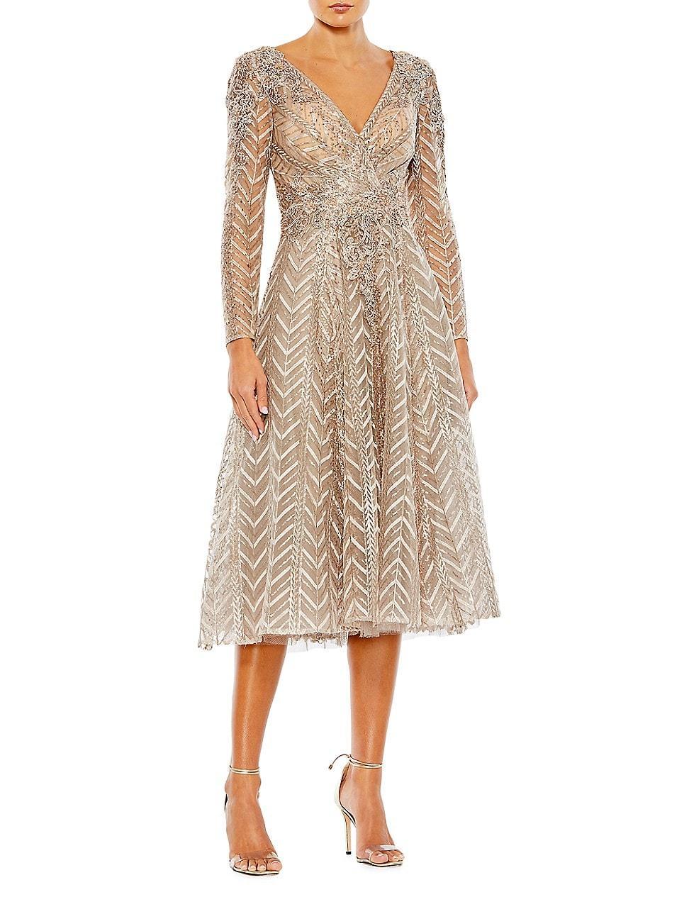 Womens Embellished Fit-&-Flare Dress Product Image