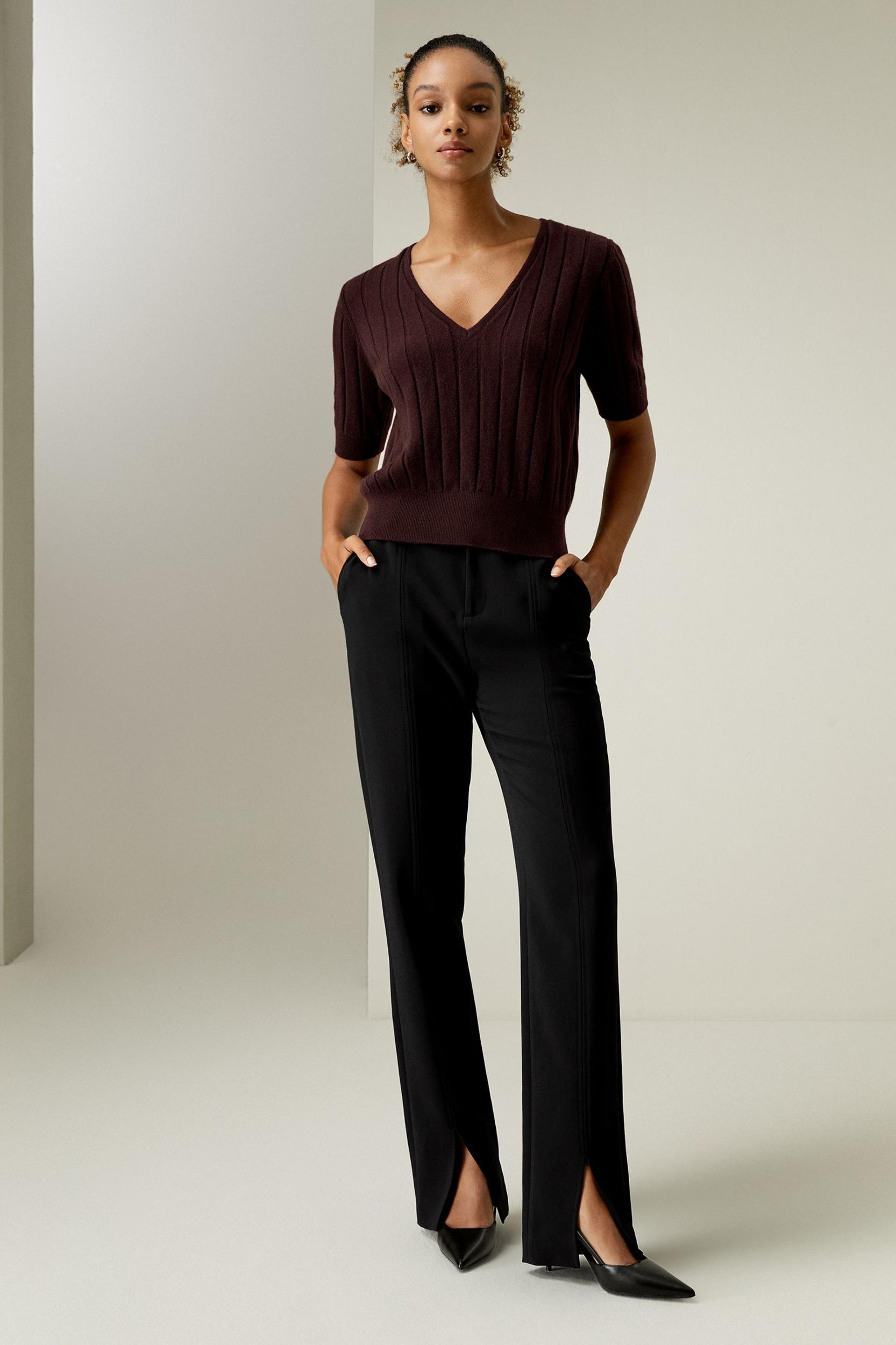 V-Neck Cashmere T-shirt Product Image