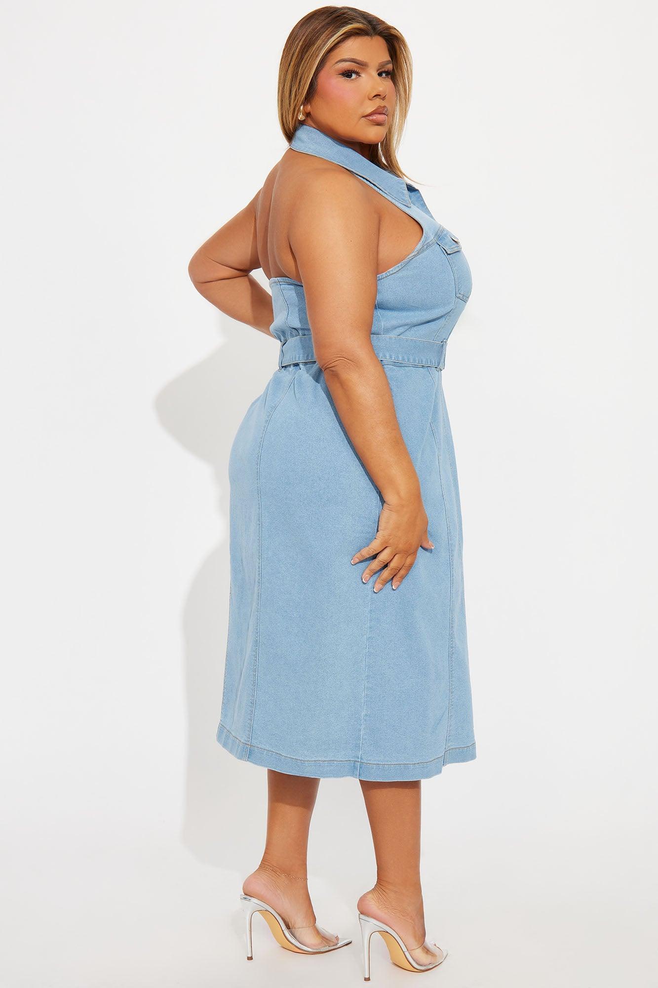 Erika Denim Midi Dress - Light Wash Product Image