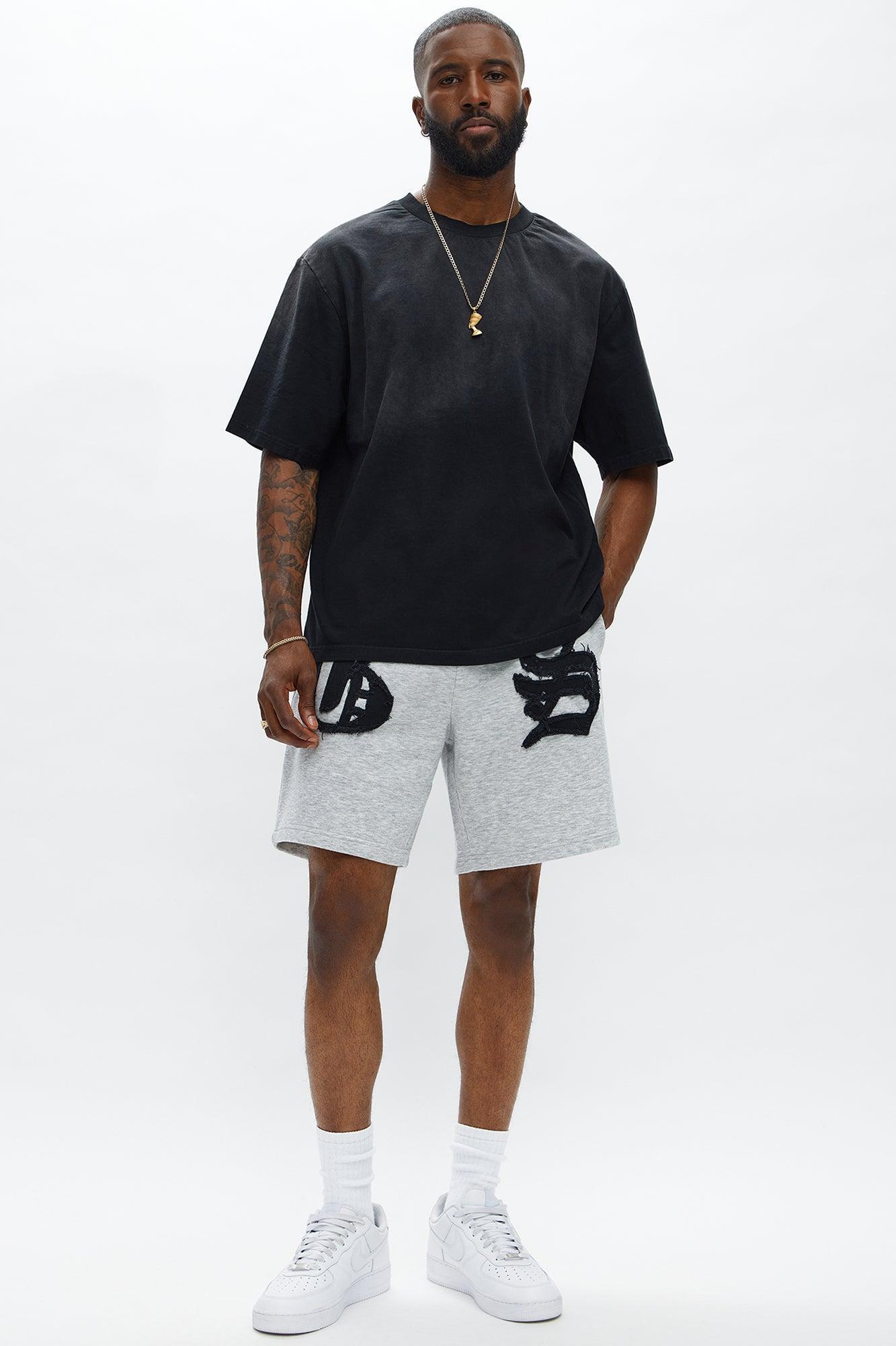 Tyson Relaxed Hit Up Applique Shorts - Heather Grey Male Product Image