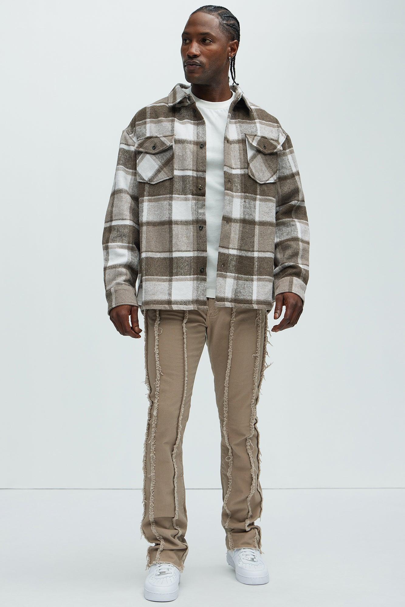 Wanted Plaid Shacket - Brown Product Image