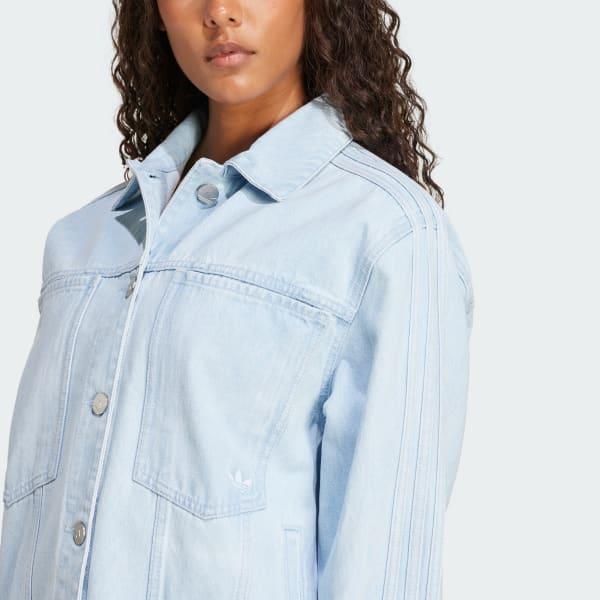 adidas Premium Essentials Denim Jacket Light Denim XS Womens Product Image