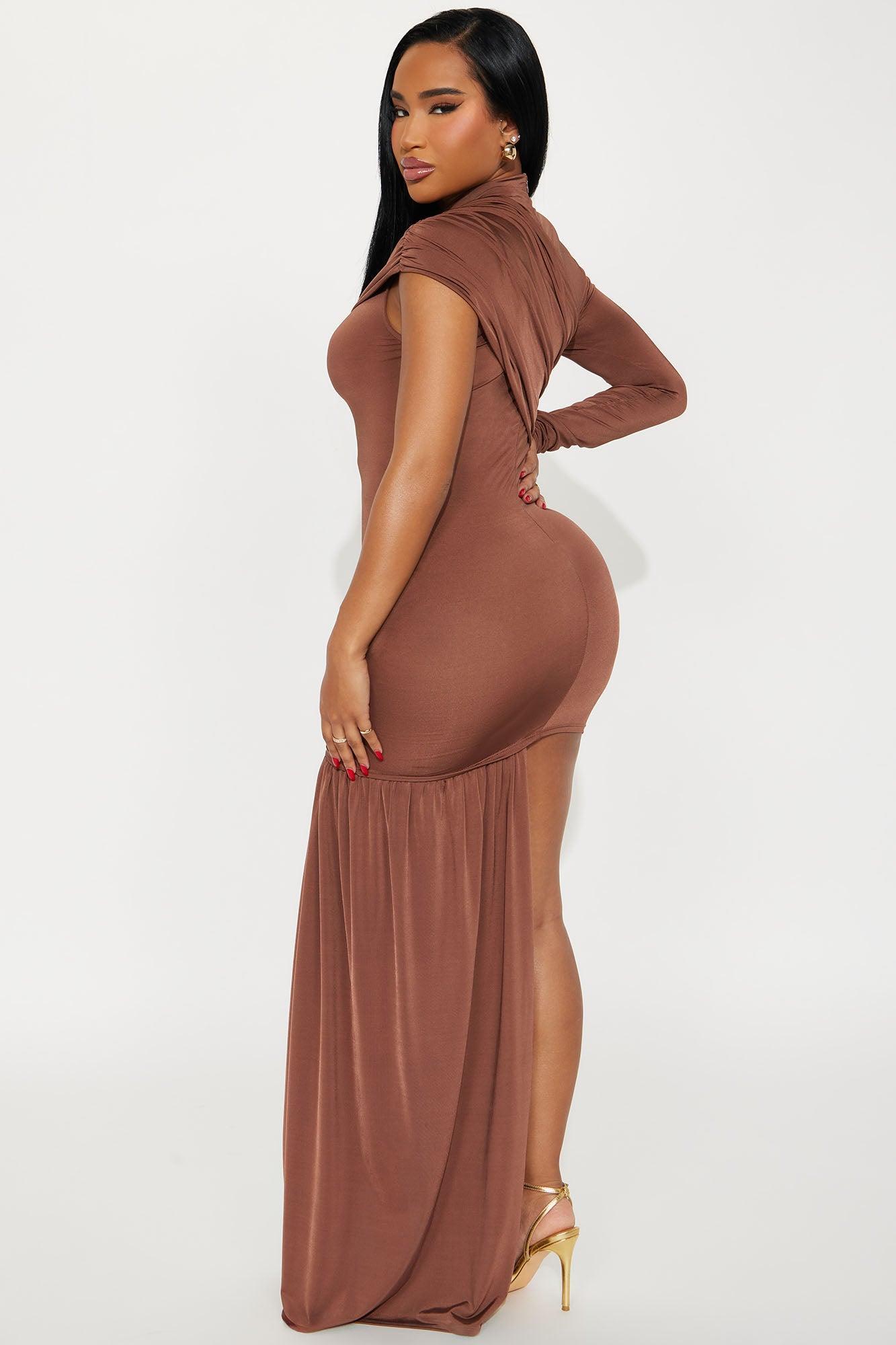 Clean Curves Draped Mini Dress - Chocolate Female Product Image