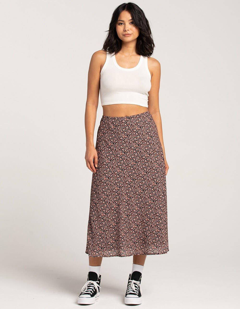 RSQ Womens Low Rise Ditsy Midi Skirt - CREAM/BLACK Product Image