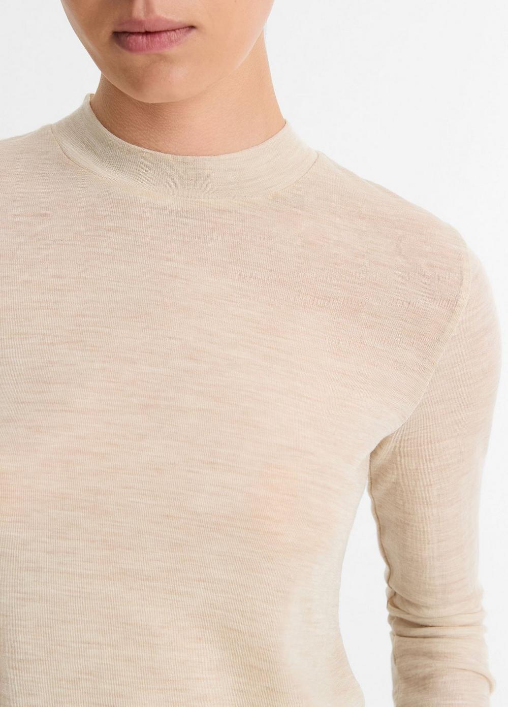Womens Wool Three-quarter-Sleeve Mock-Neck Top, Dark Rosewood, Size M Vince Product Image