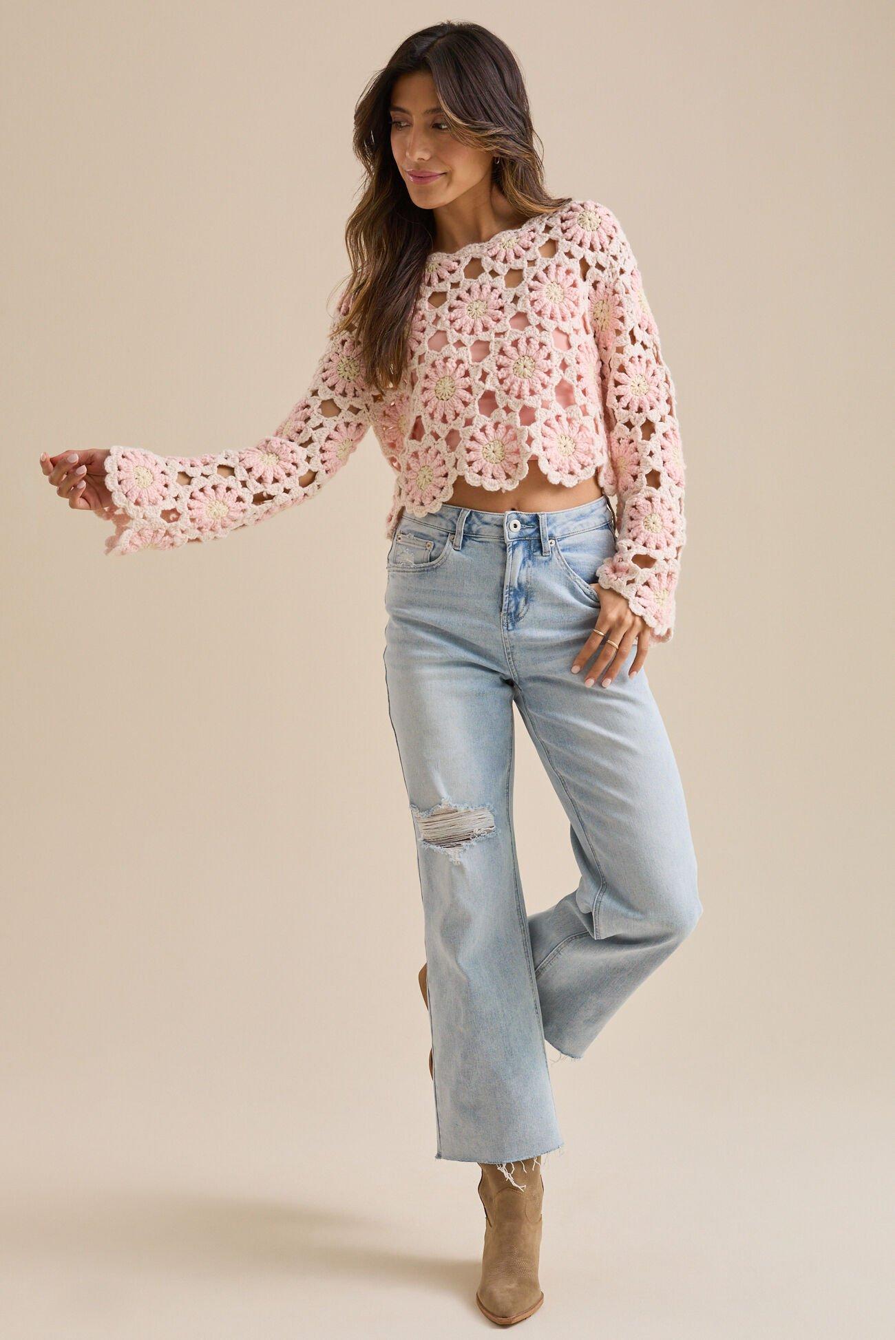 Celicia Flower Crochet Sweater Product Image