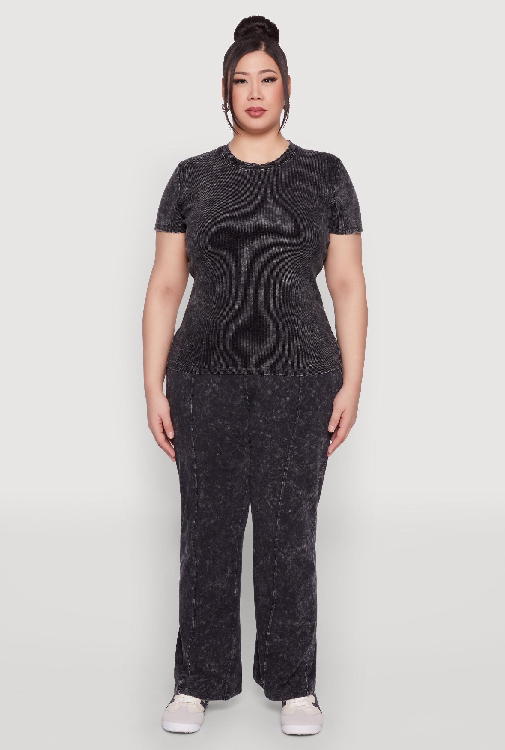 Womens Plus Size Mineral Wash Pintuck Pants Product Image