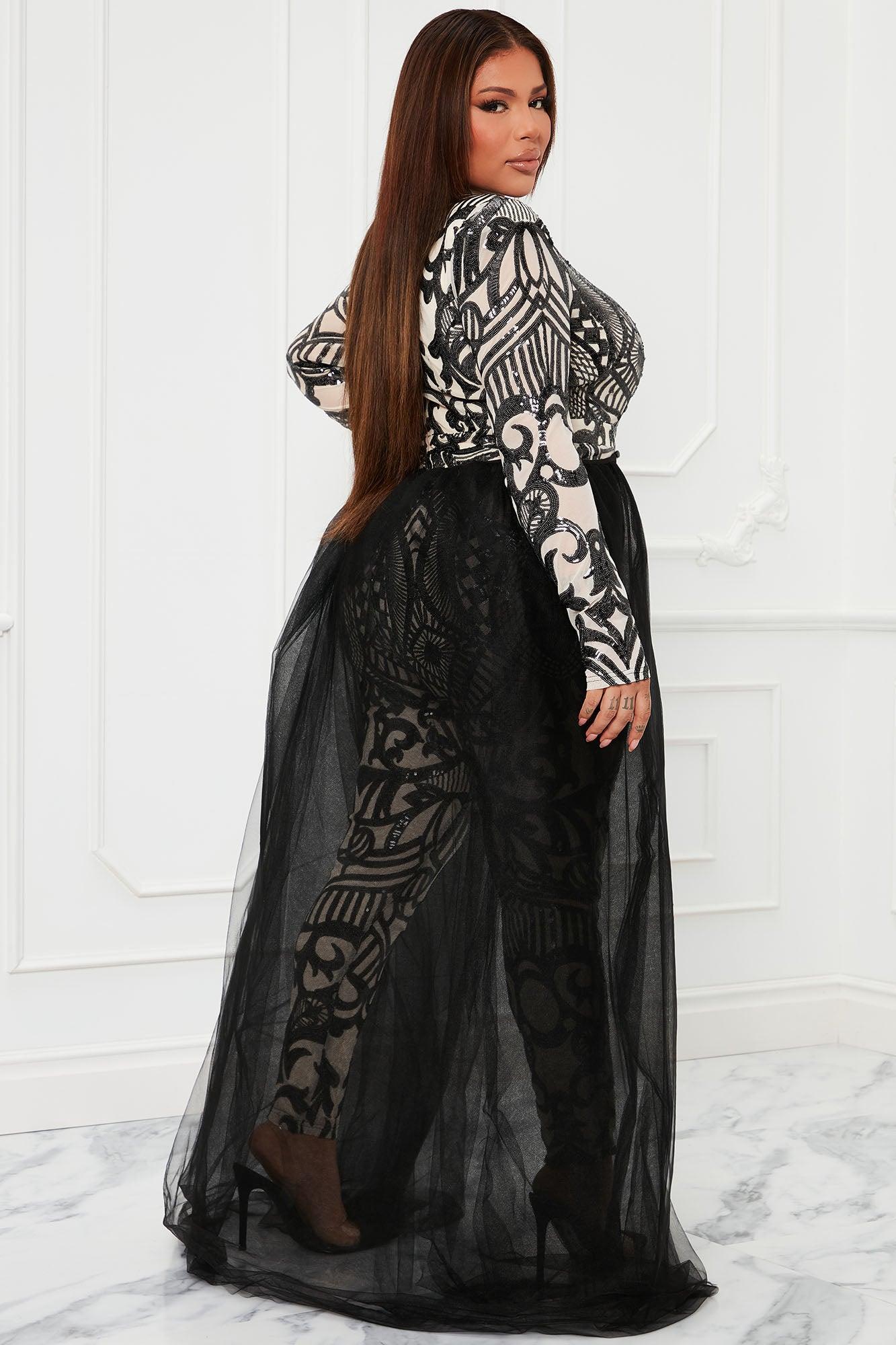 Bring The Drama Tulle Sequin Jumpsuit - Black/combo Product Image