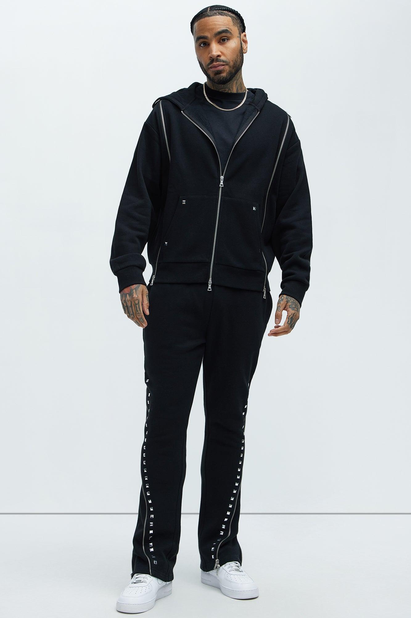 Tyson Sleaze Studded Zip Up Hoodie - Black Product Image