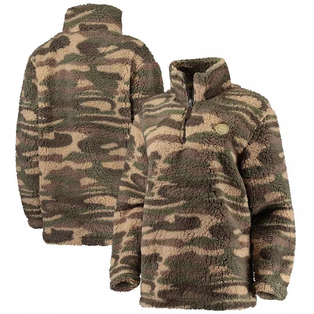 Women's G-III 4Her by Carl Banks Camo Chicago Cubs Sherpa Quarter-Zip Jacket, Size: Medium, Green Product Image