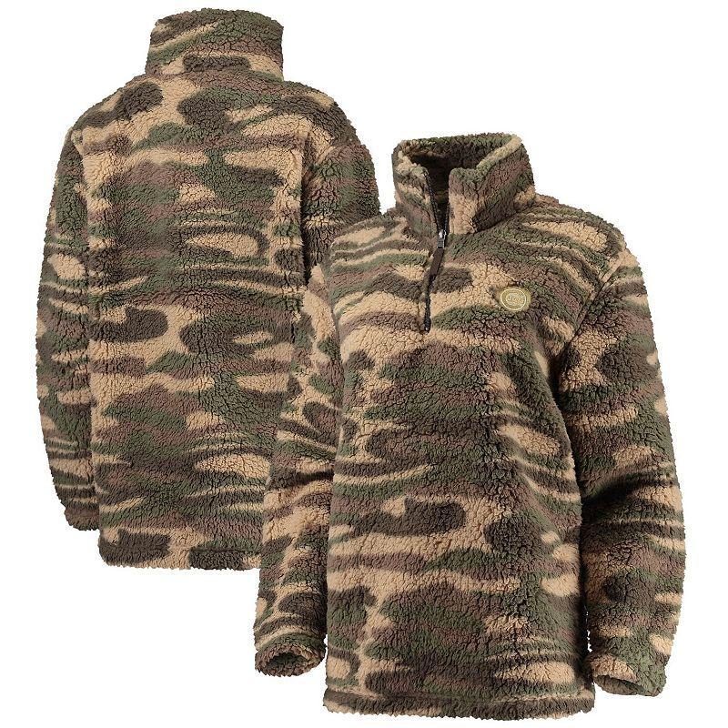 Women's G-III 4Her by Carl Banks Camo Chicago Cubs Sherpa Quarter-Zip Jacket, Size: Medium, Green Product Image