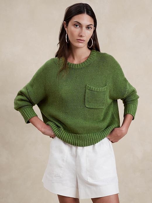 Linen-Cotton Boxy Sweater Product Image