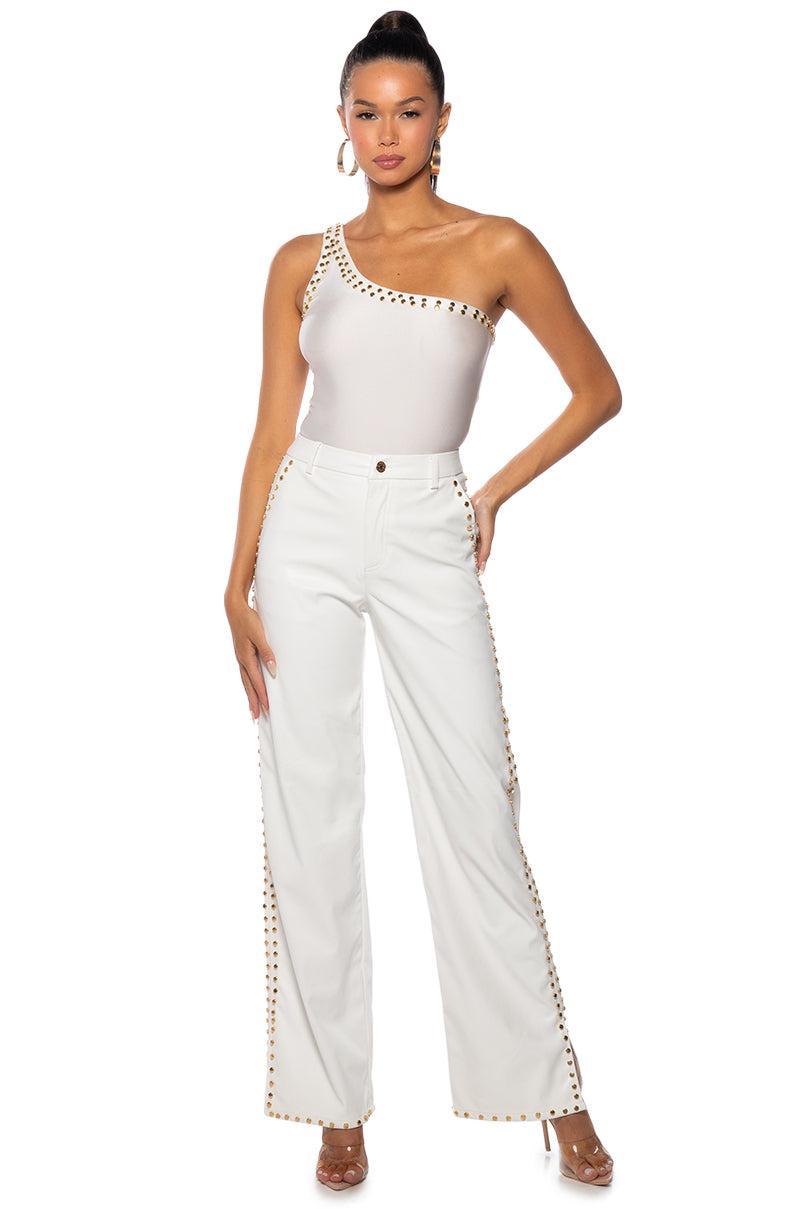 ALWAYS ON TIME FAUX LEATHER WIDE LEG PANT Product Image