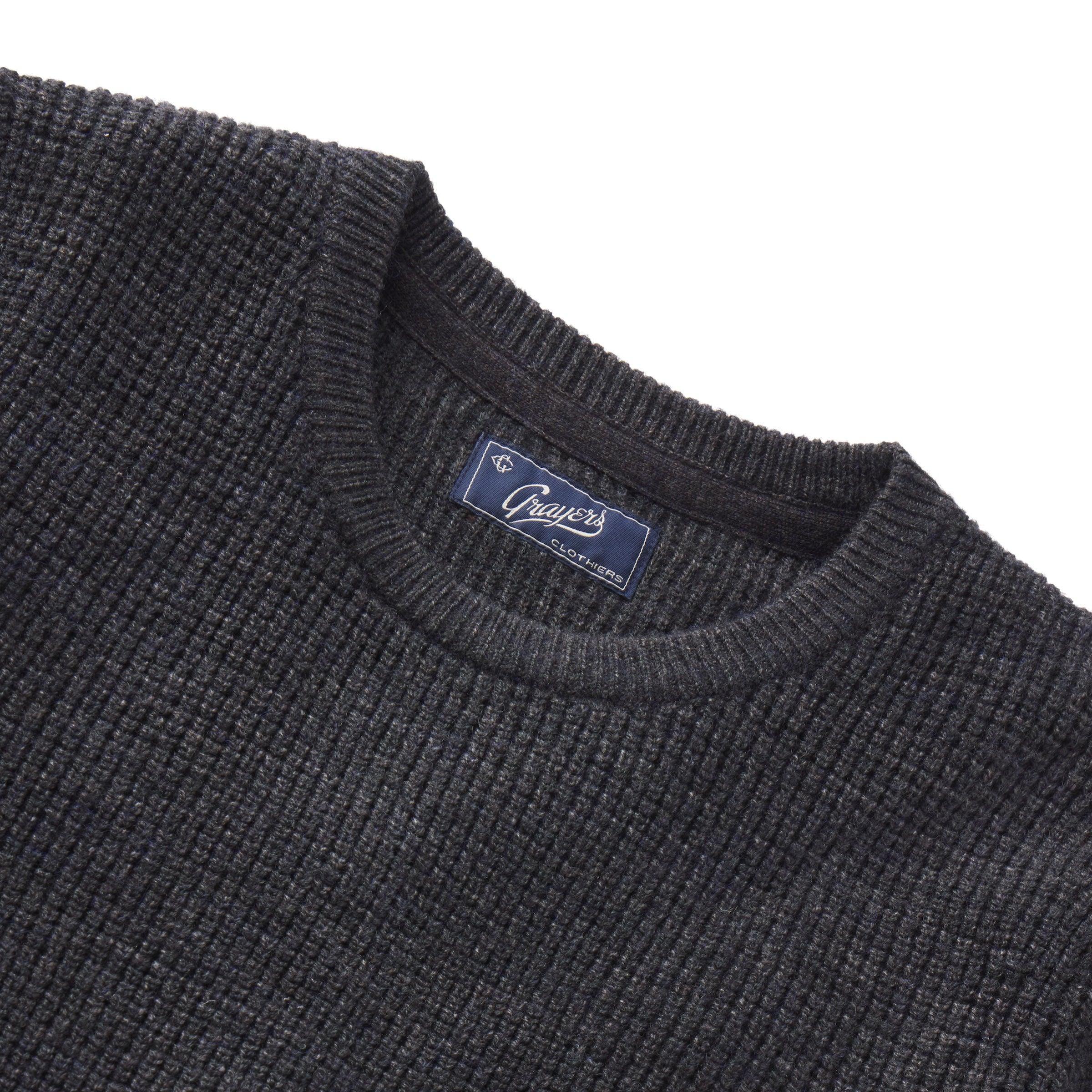 Waffle Stitch Crew Sweater - Charcoal Product Image