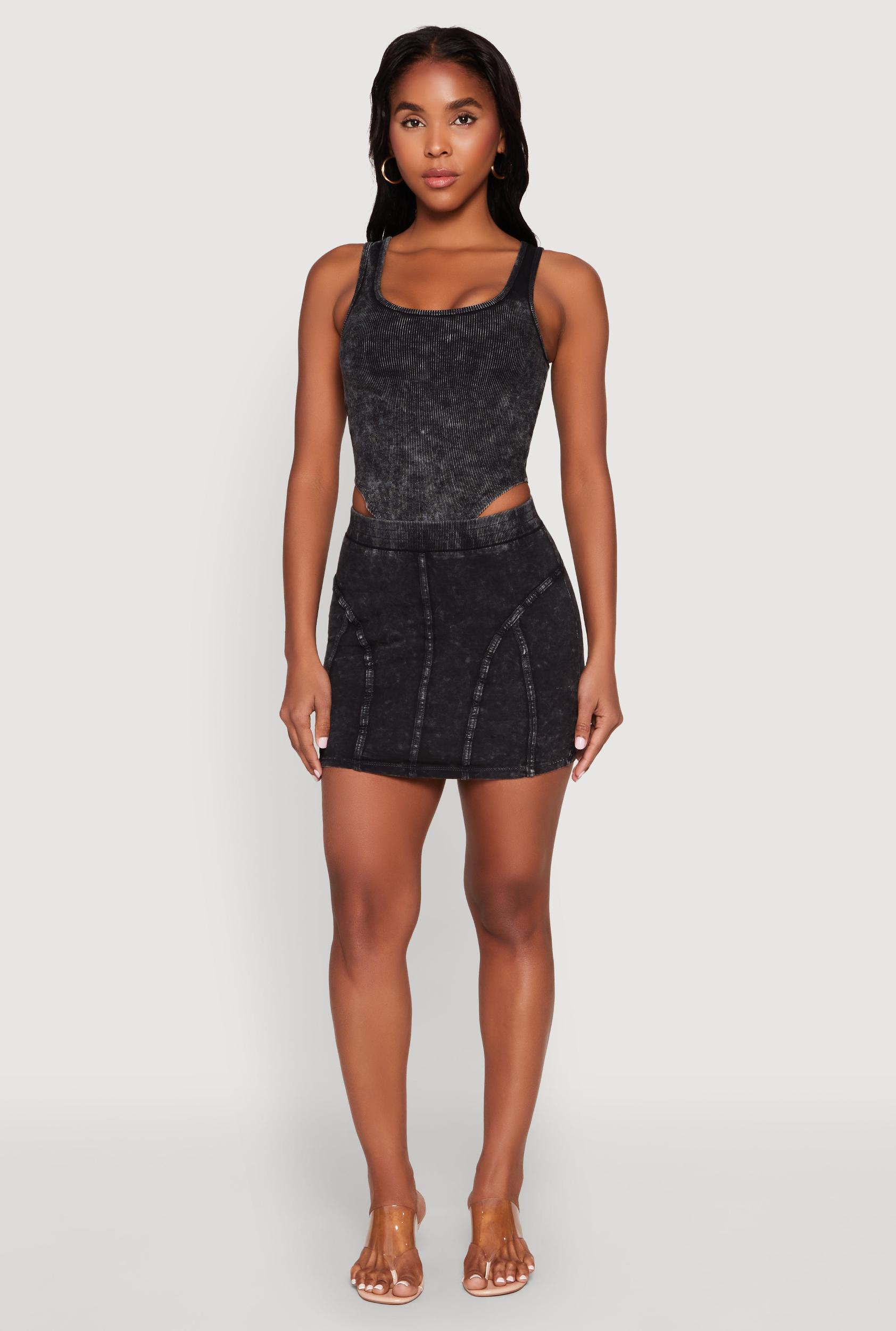 Womens Mineral Wash High Waist Mini Skirt Product Image
