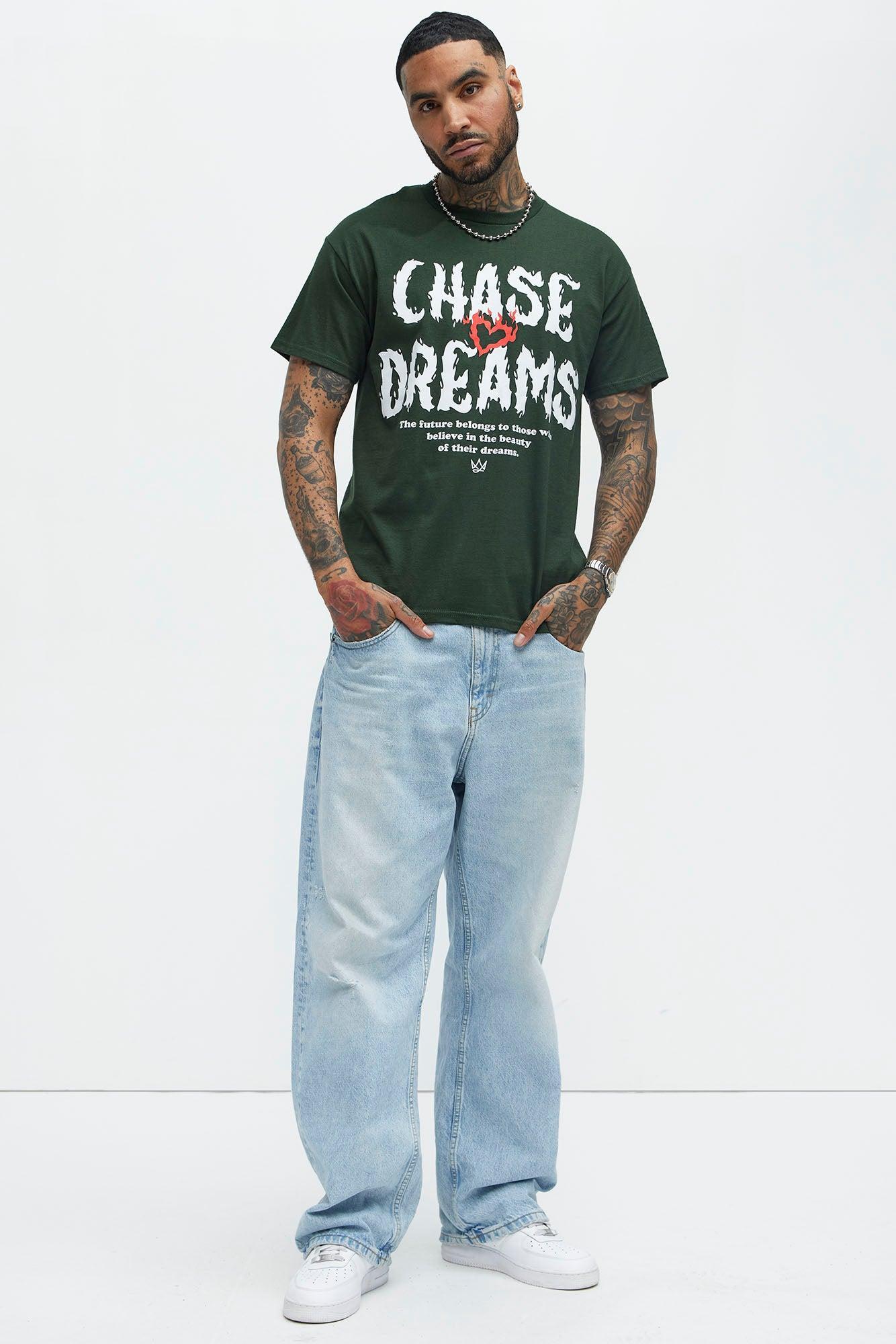 Chase Dreams Not Love Short Sleeve Tee - Green Product Image